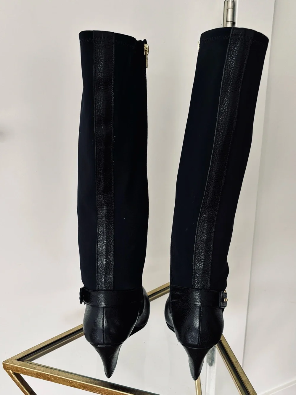 Steve Madden Jaden Black Leather Knee High Boot with wedge size 8 women's